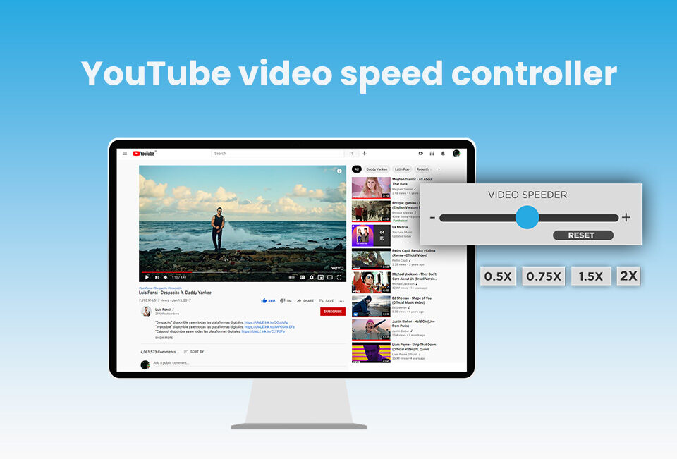 YouTube video speed controller